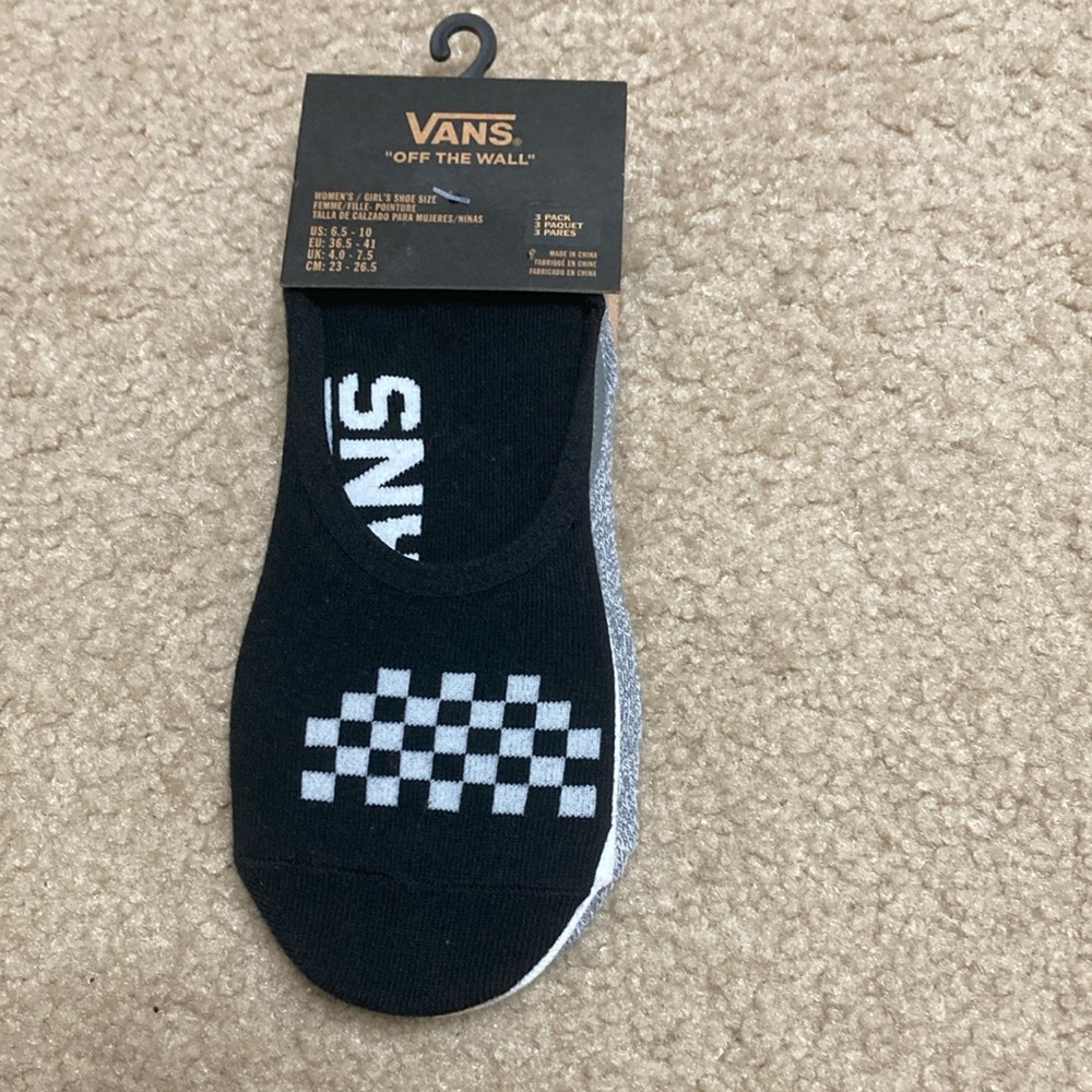 Vans Black Low-Cut Checkerboard No-Show Socks (3-Pack)